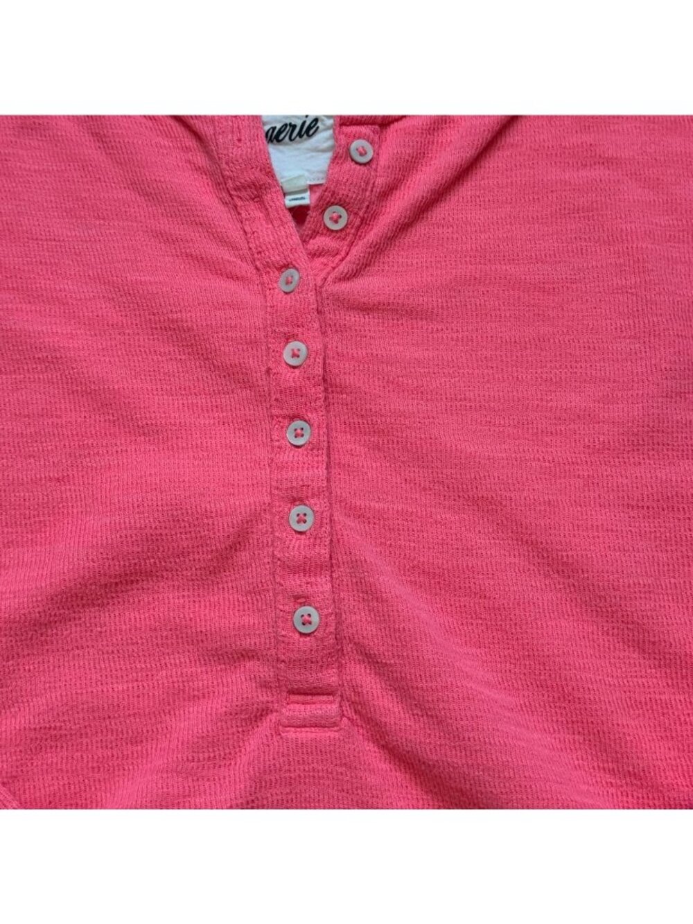 Aerie Womens Long Sleeve Henley Shirt-Pink-M-GUC - Picture 2 of 6